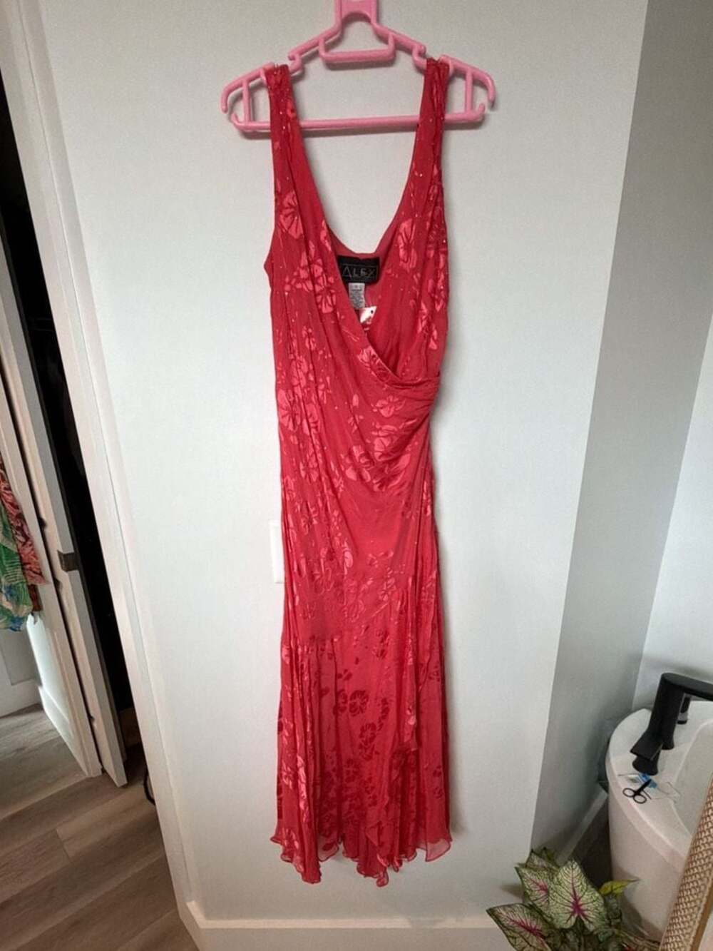 Alex Evenings Floral Burnout Beaded Midi Dress